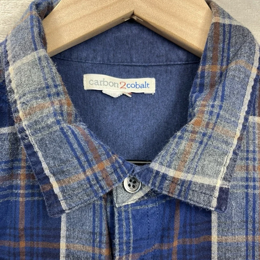 Carbon 2 Cobalt Shirt Mens M Blue Plaid Lined Flannel Shacket Button Up